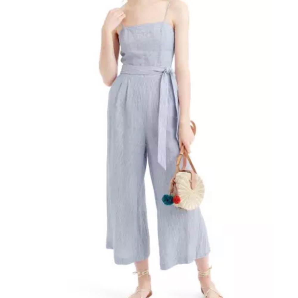 J Crew blue and white striped jumpsuit